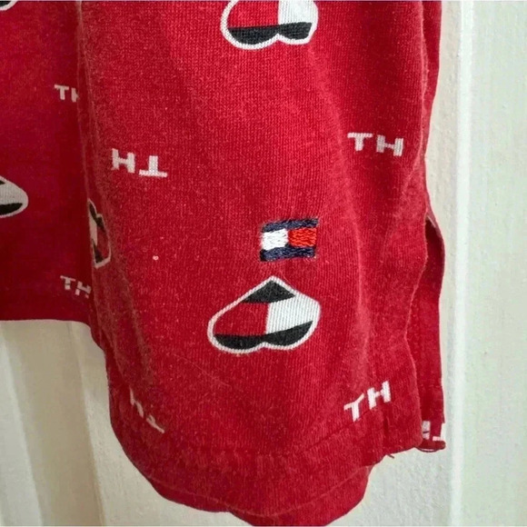Tommy Hilfiger Hearts Valentines Button Down Sleep Shirt Small Preppy Comfy Cute - Picture 3 of 12